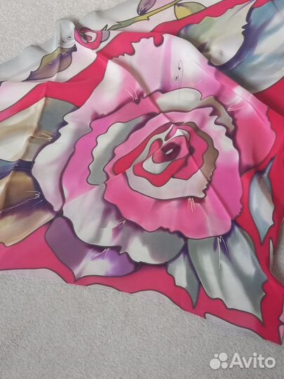 Косынка, платок из натурального шёлка, батик