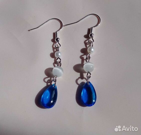 Серьги с синими каплями