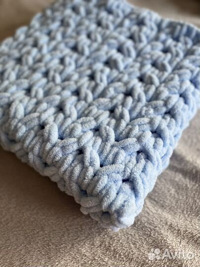 Плед детский вязаный плюшевый