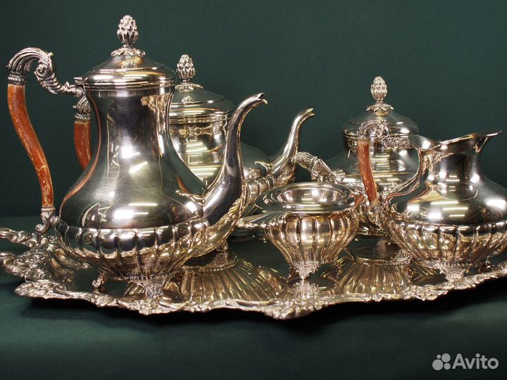 Антикварный кофейно-чайный набор. Серебрение