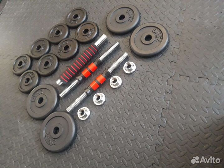 Гантели разборные + штанга. Стальные. 24кг