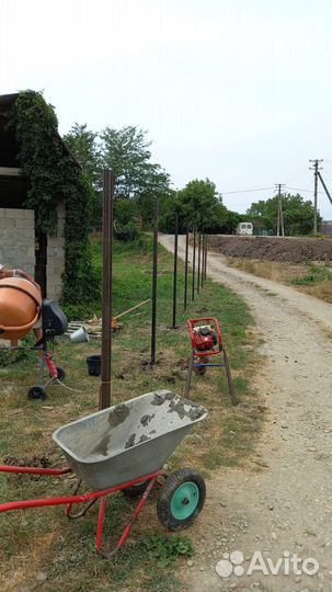 Установка столбов для забора,навеса, бурение лунок