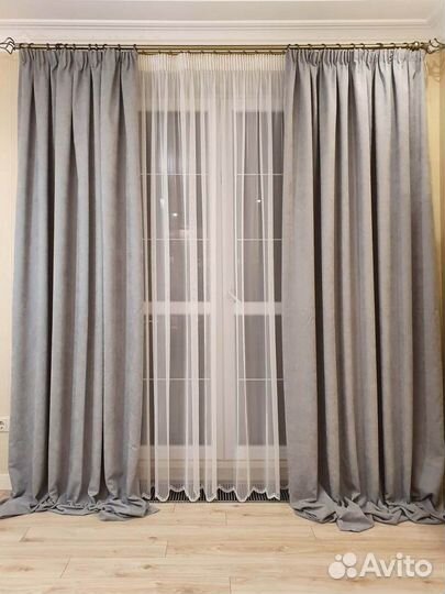 Шторы канвас серые новые комплект