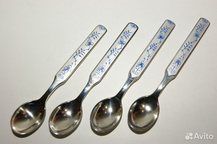 Антик серебро 925 ложка эмаль A.michelsen