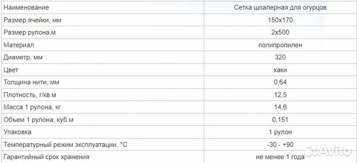Сетка шпалерная для огурцов (Хаки) ширина 2м