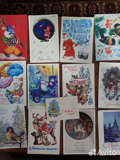 Новогодние открытки прошлого века 154 штуки