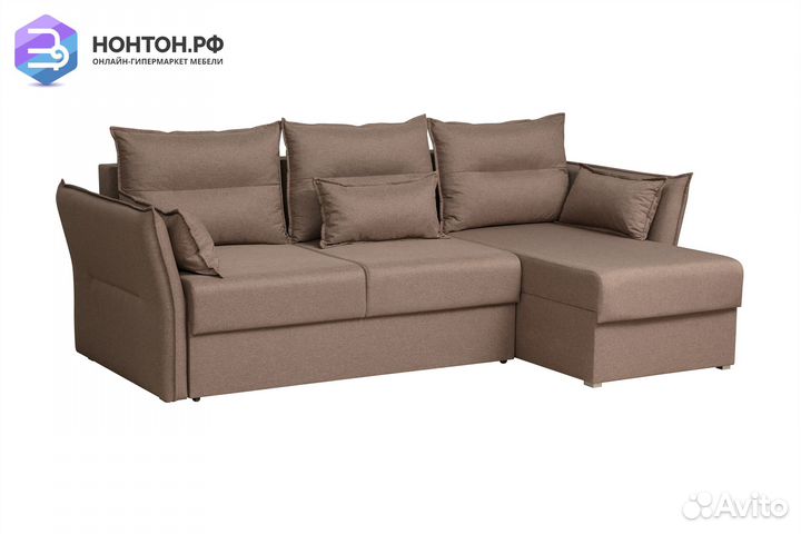 Диван угловой еврокнижка Бруклин светло-коричневый