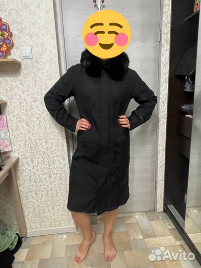 Пальто теплое с натуральным мехом