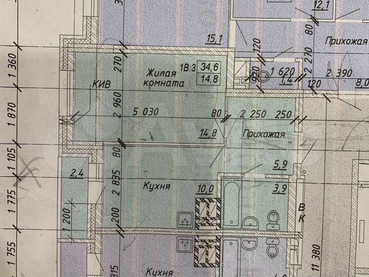 1-к. квартира, 34,6 м², 3/16 эт.