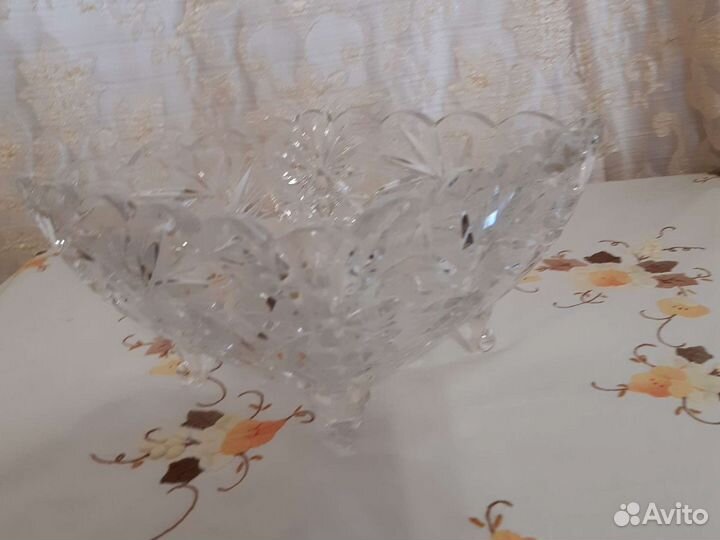 Ваза для фруктов из чешского хрусталя. Богемия