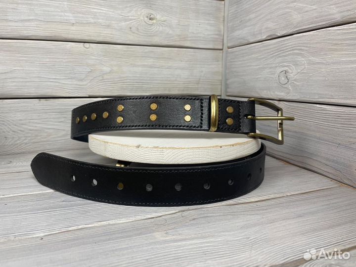 Мужской ремнь ручной работы, натуральная кожа