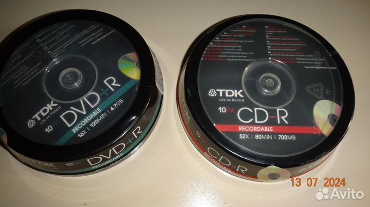 Диски DVD-R и CD-R новые