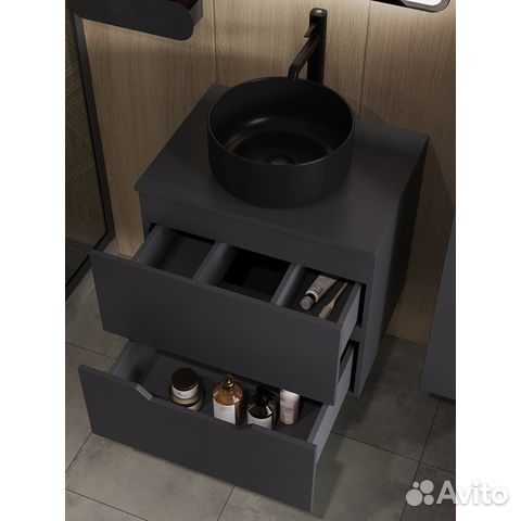 Тумба с раков. 60 графит/черн Li-60tugmdf+B07-345B