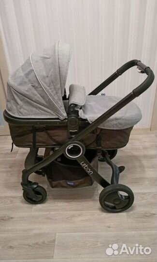 Коляска 3 в 1 chicco urban+ автолюлька+адаптер