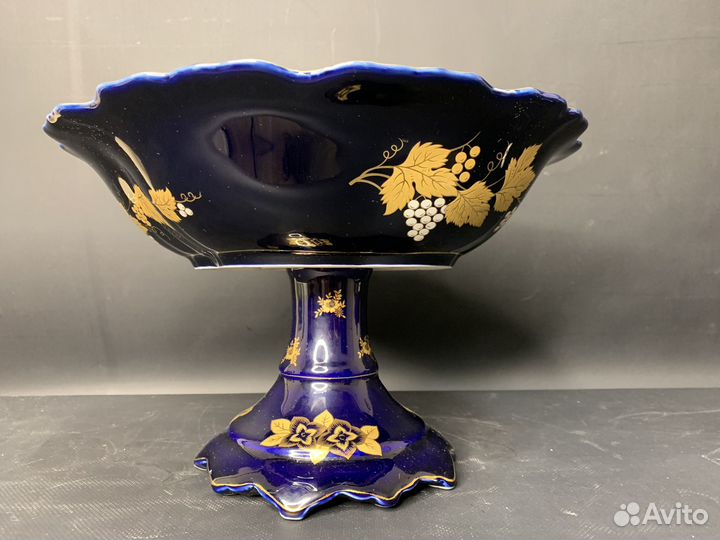 Ваза для фруктов. кобальт. 30 см. Mz Чехия