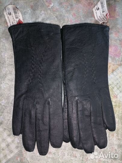 Перчатки кожаные новые женские, чёрные
