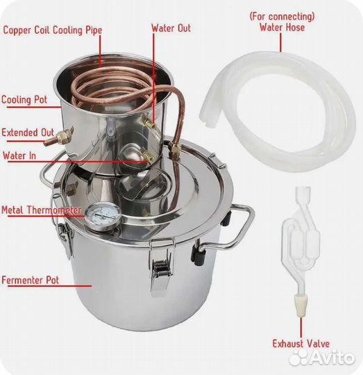 Дисцилятор, самогонный аппарат. 6л