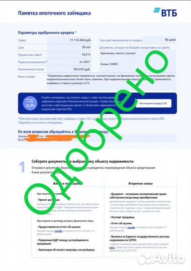 Одобрение ипотеки/ Кредит под залог имущества