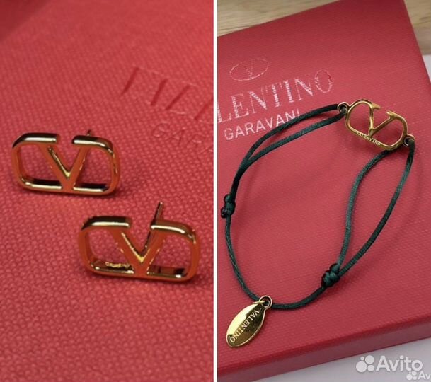 Комплект valentino серьги, браслет
