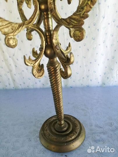 Старинный подсвечник канделябр из бронзы