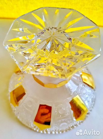 Конфетница на ножке Bohemia MaxCrystal Золото