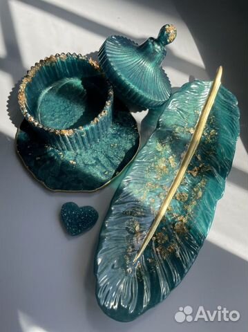 Набор декоративный ручной работы. Перо + шкатулка