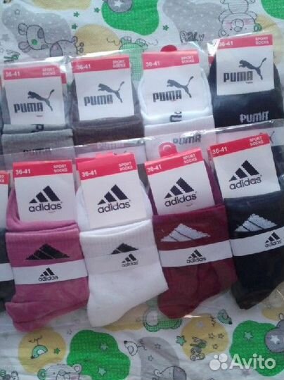 Носки женские Puma, Adidas, Nike, Fila, Reebok