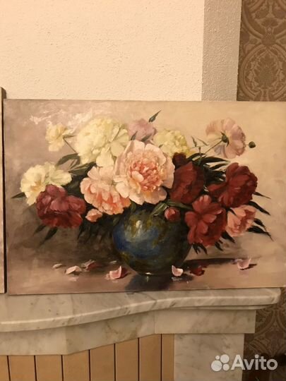 Картина маслом «Пионы» на заказ из калининграда