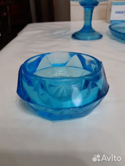 Соусник индивидуальный из синего стекла