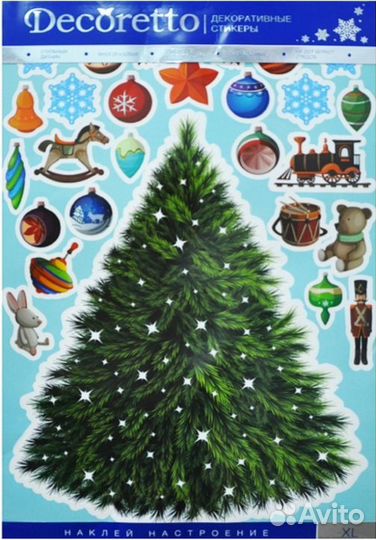 Наклейка декоративная елка с игрушками
