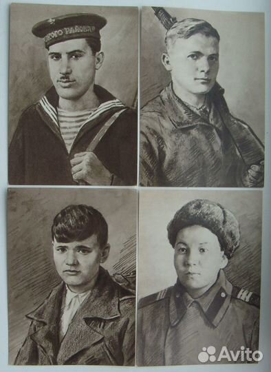 Набор открыток СССР (1966 г.) - герои комсомольцы