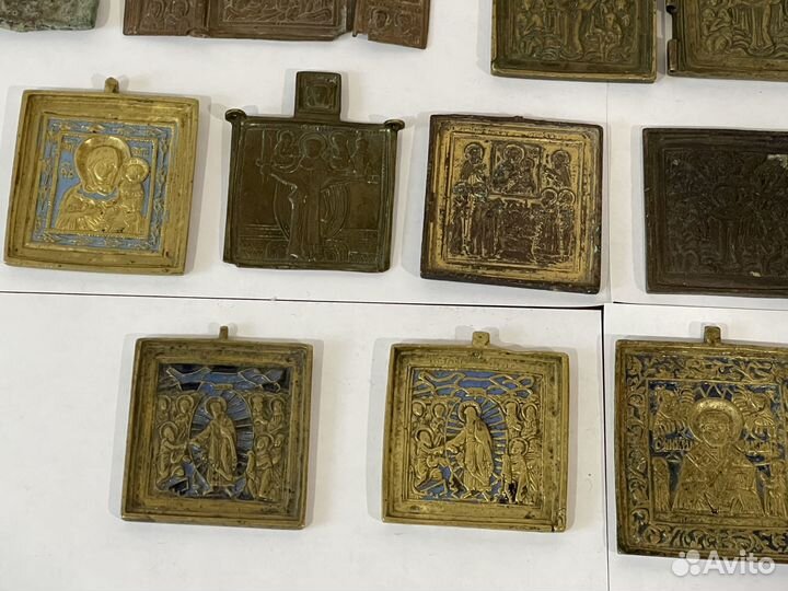 Икона Складень старообрядческий 18-19 век Бронза