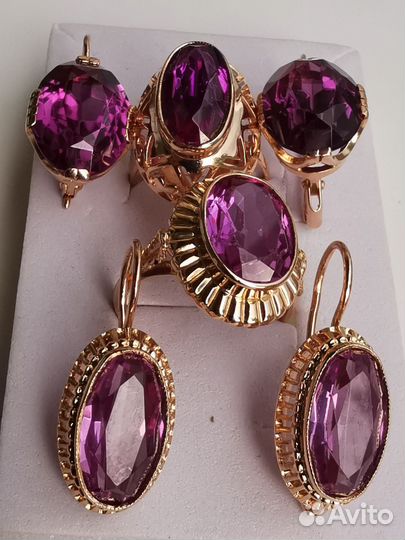 Золотые серьги, кольца СССР 583 пробы