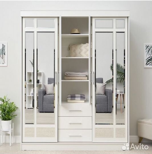 Шкаф-купе белый с зеркалом 1,7м доставка