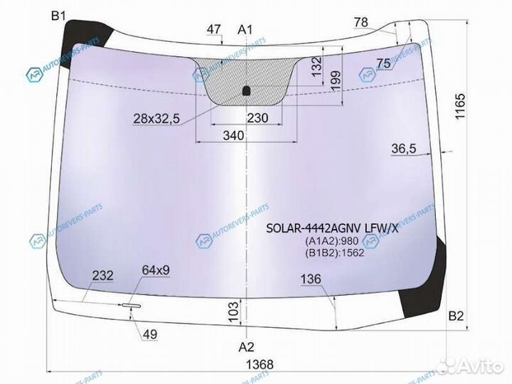 Solar-4442agnv lfwx Стекло лобовое атермальное KIA