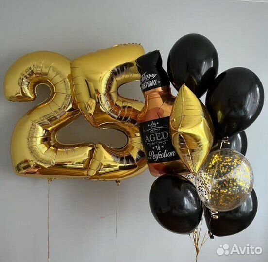 Фольгированные цифры и фонтаны из шаров