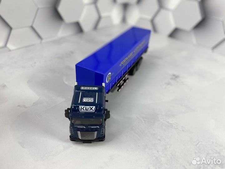 Модель машины Грузовик с прицепом Фура синяя