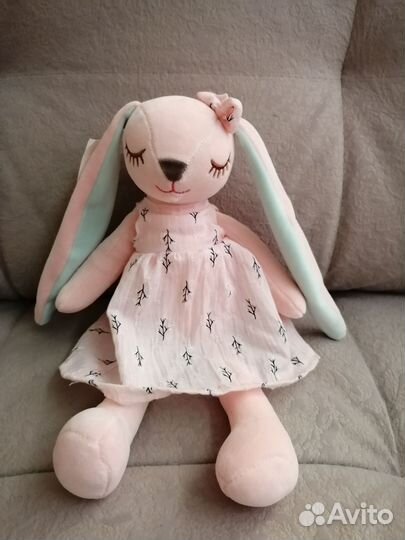 Мягкая игрушка, спящая зайка 35 см