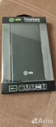Внешний аккумулятор powerbank 10000 mAh cactus