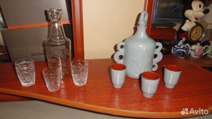 Графин/штоф-ссср стекло/керамика-комплектом
