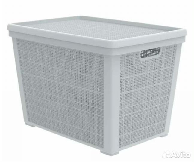 Плетёная корзина с крышкой Лён 65л. Доставка