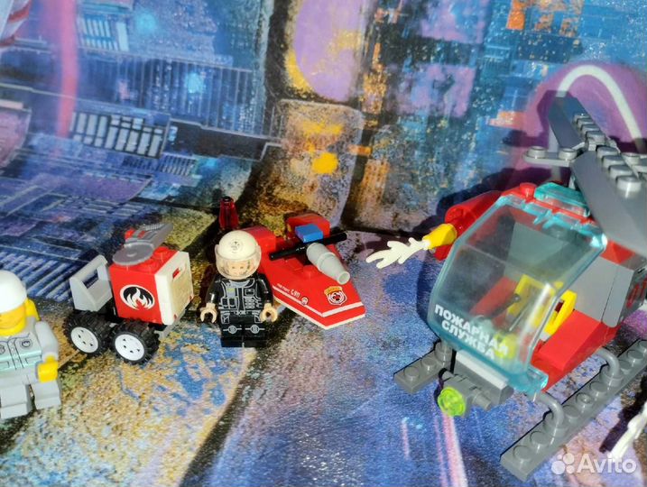 Набор конструктора пожарники