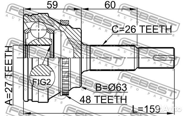 Шрус наружный 27x63.3x26