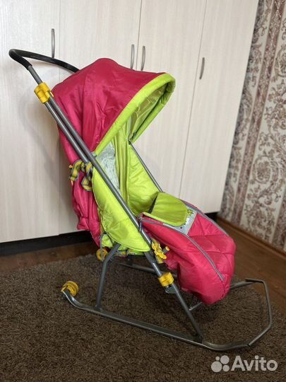 Детские санки коляска nika с колесами