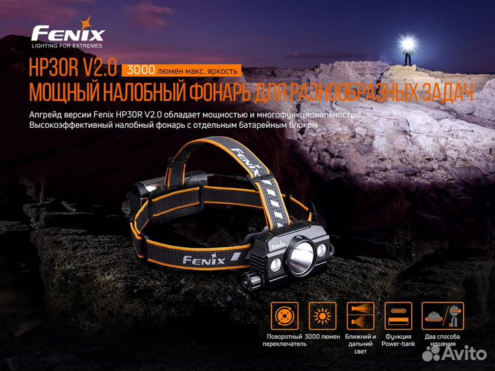 Налобный фонарь Fenix HP30R V2.0. Новый