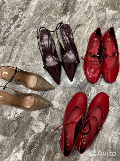 Zara слингбэки в наличии 39 цвет бургунди