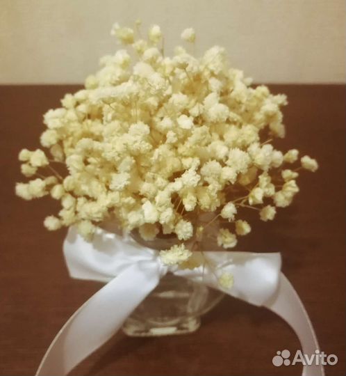 Мини-Букет из Гипсофил в вазочке в форме сердца