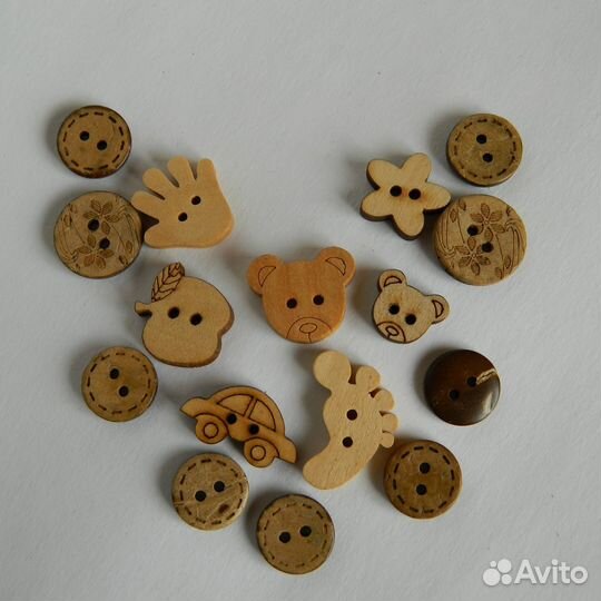 Набор деревянных пуговиц для творчества 16 шт
