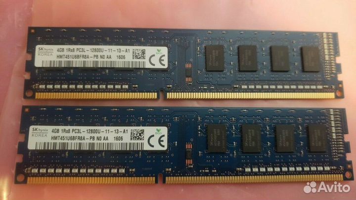 Hynix 8GB DDR3 (2шт по 4GB ) PC3 1.5V PC3L 1.35V