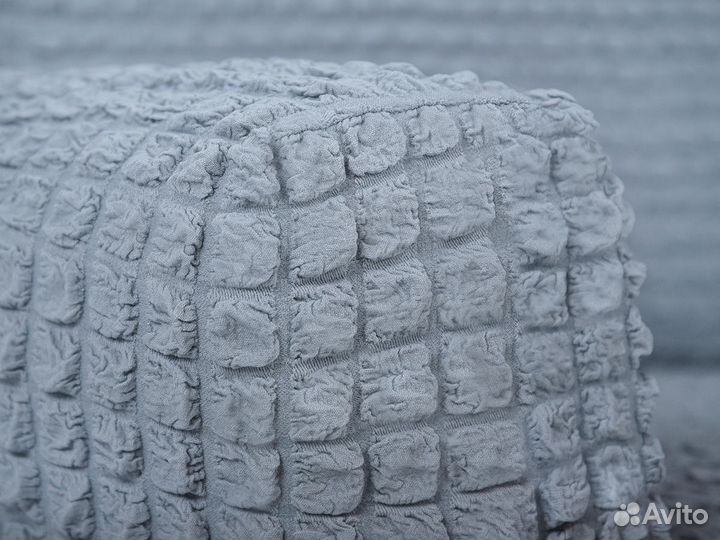 Чехол на диван угловой с оттоманкой справа, Серый